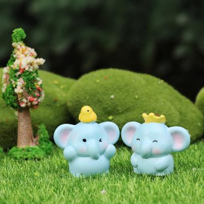 Mini Elephant Figurines Miniature Resin Fairy Garden Elephant Models Micro Moss Landscape DIY Terrarium Crafts for Dollhouse Aquarium Decor