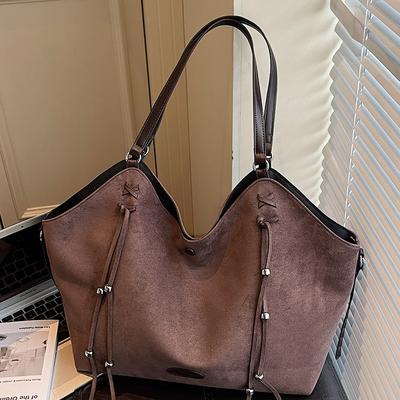 Retro Unterarmtasche mit großem Fassungsvermögen, Damentasche 2025 neue Pendler-Tragetasche, einfache Wildleder-Schultertasche