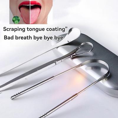 Premium 3Pcs Metal Tongue Scraper Cleaner For Adults & Kids, Portable Stainless Steel Tongue Scrapers Brushes For Removing