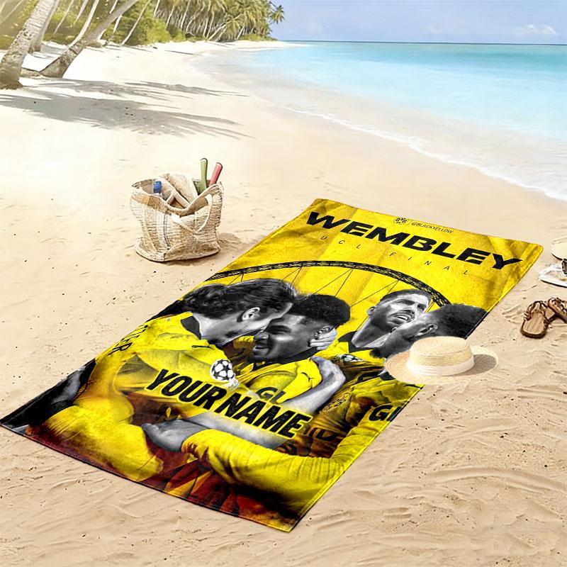 Custom Borussia Dortmund Print Beach Towel, Large Soft Quick Dry Towel for Beach Camping Swimming