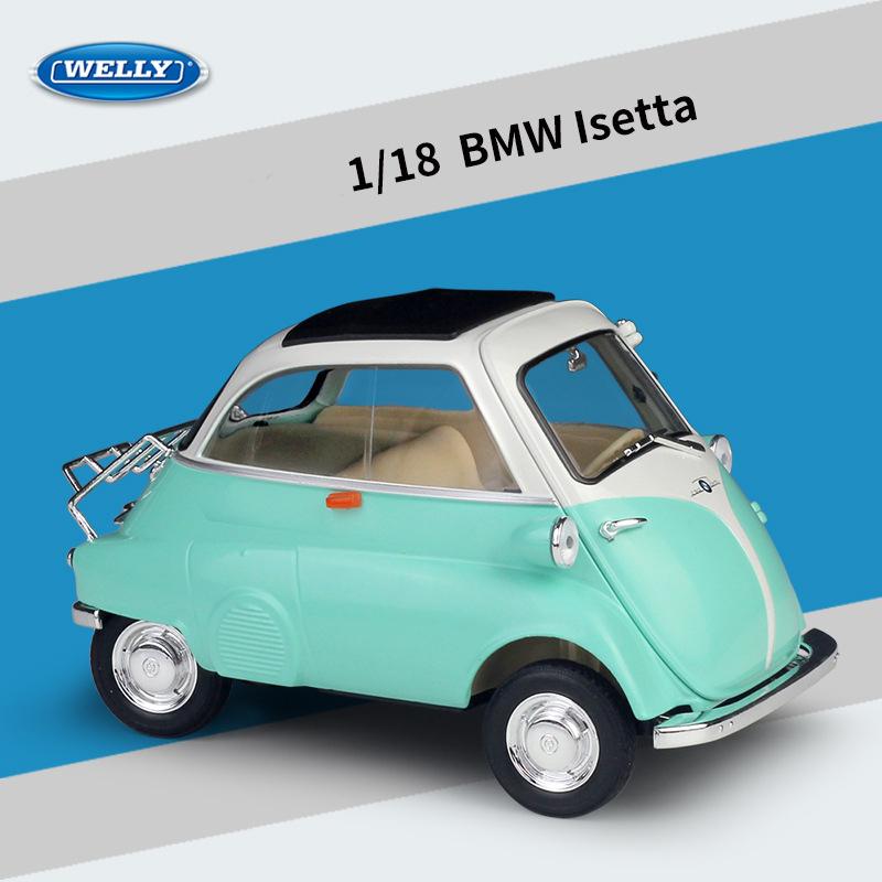 1/18 WELLY BMW Isetta Alloy Model auta Diecasts Kovová hračka Auta Model auta Vysoká simulační kolekce Dětské dárky