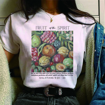 Fruit of The Spirit Christian Shirt Vintage Aesthetic Bible Verse Shirts Still Life Fruit Art Tshirt Unisex's Faith Apparel