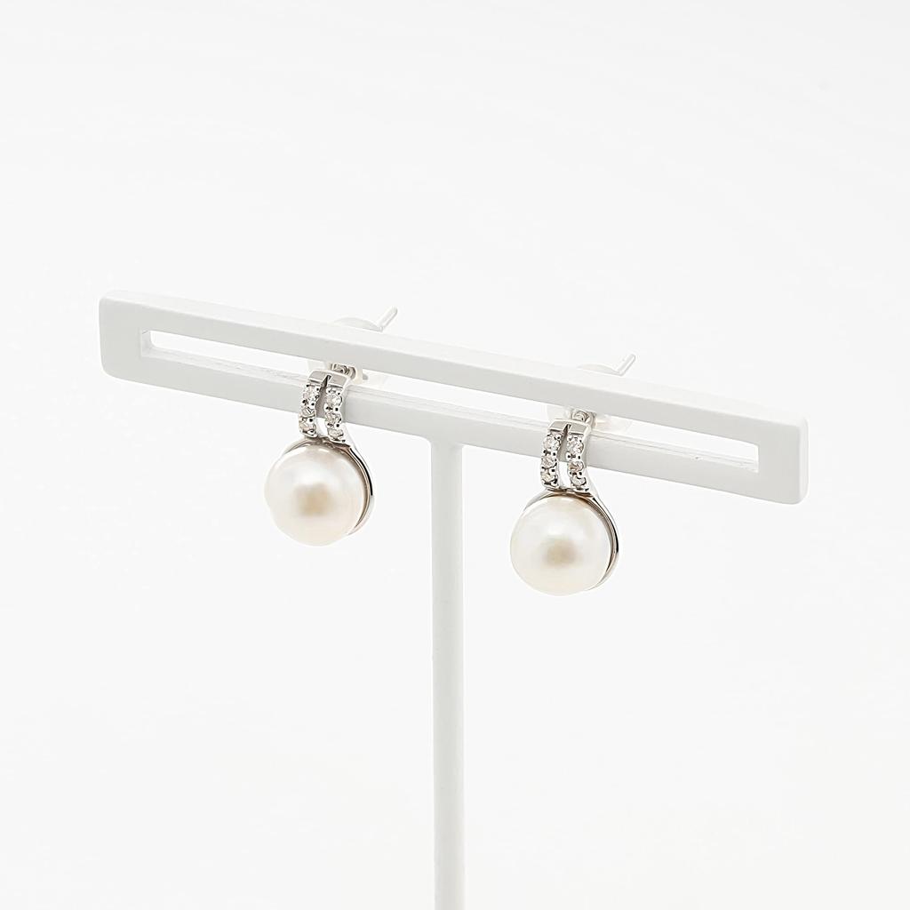 [Official] ESTELLE Women's Earrings in 10K White Gold with June Birthstone Akoya Pearls (Product Code: 0242-0595-0019-0000)