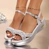 Gold Silver Ankle Strap Wedges Sandals Women Summer 2026 Comfortable Lightweight Heels Shoes Woman Plus Size Platform Sandalias