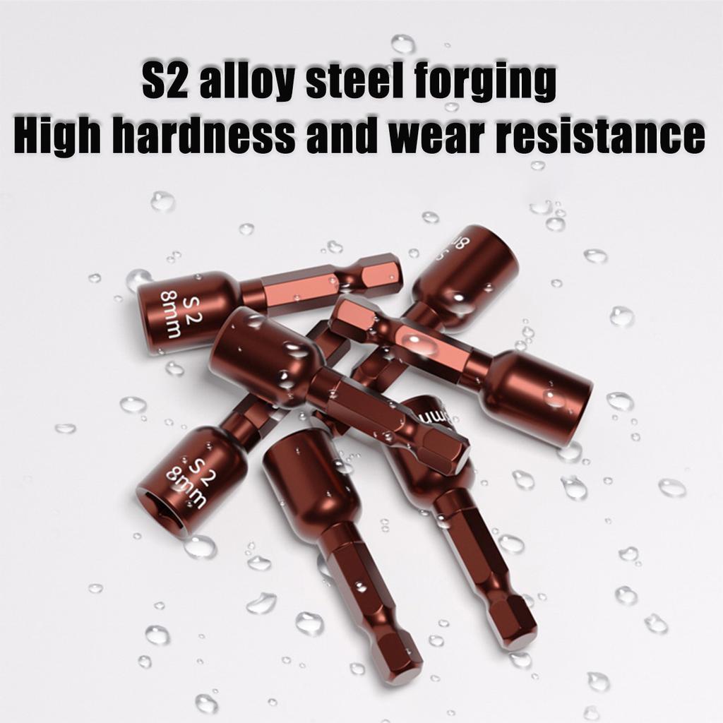Strong Magnetic Extended S2 Air Cannon Hexagonal Socket, High-quality Vanadium Steel 6mm Electric Wrench Hexagonal Socket