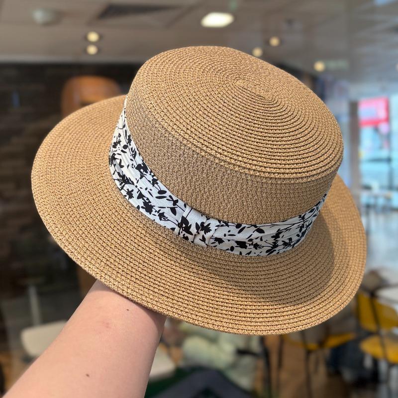 

1pc French Hepburn Style Straw Hat for Women s Spring and Summer Beach Vacation Sunscreen Sunshade Hat,Retro Versatile Top Hat Adjustable хакі