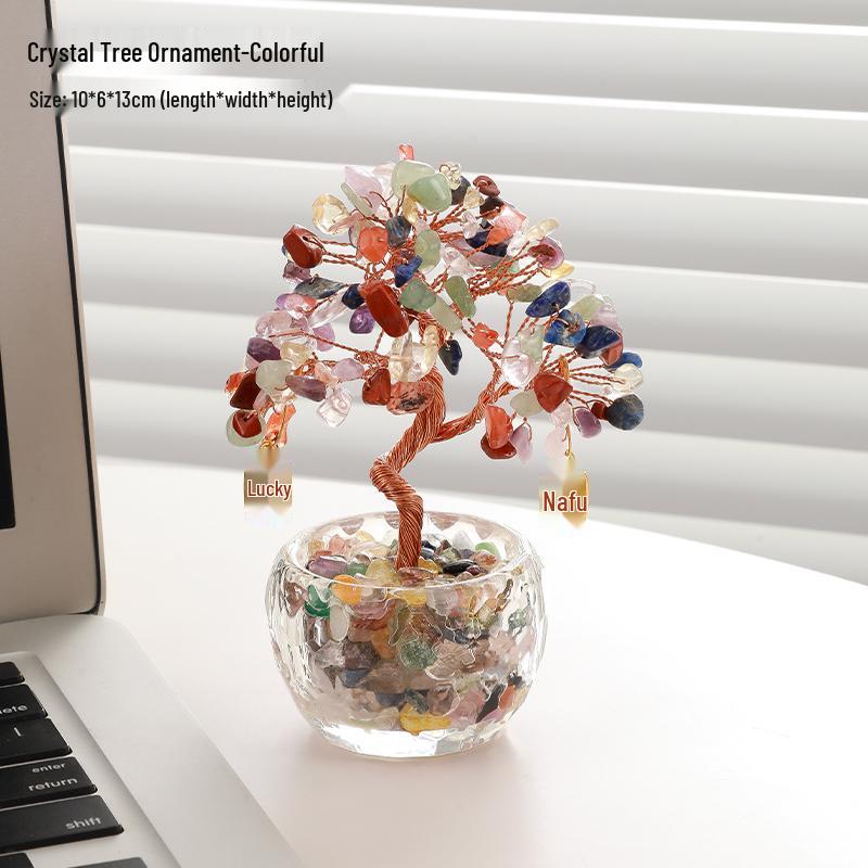 Citrine Money Tree Cat Ornament - Home, Office, Housewarming or Birthday Decoration