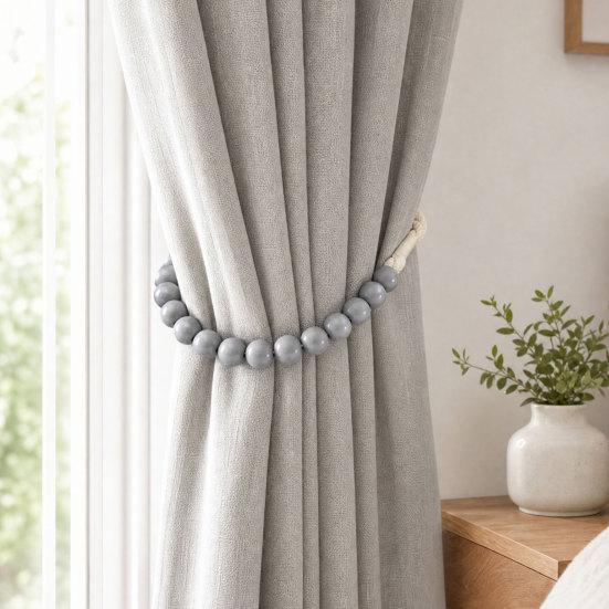 2Pcs Wood Bead Curtain Tiebacks, Curtain Holdbacks for Thin or Thick Window Draperies, Boho Farmhouse Curtain Tiebacks, Curtain Tie Backs for Home
