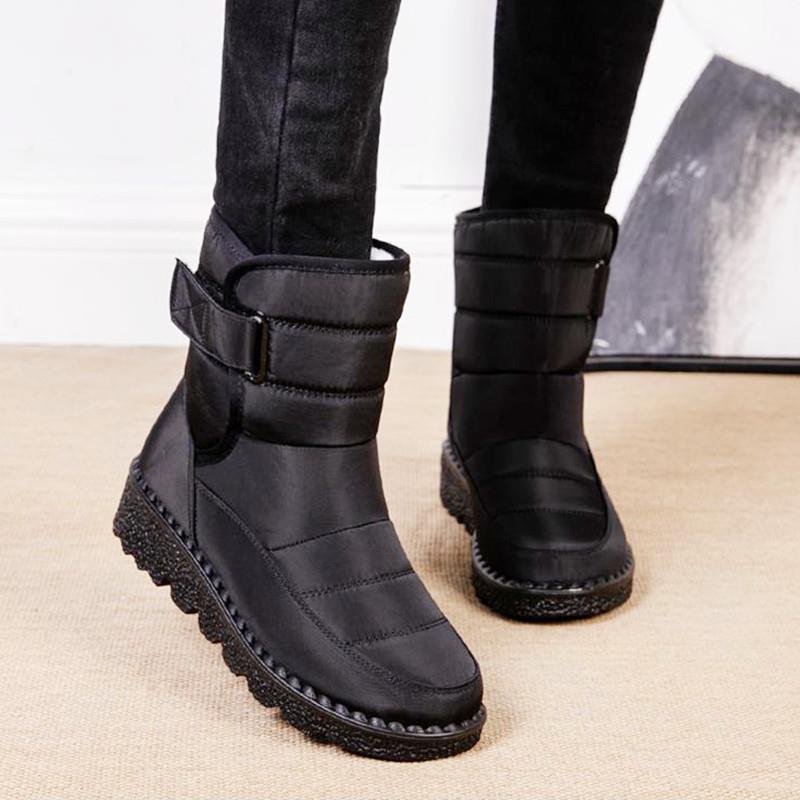 Damenstiefel Schnee Weiche Damenschuhe Slip-On Plateau-Stiefel Damen Lässige Stiefeletten Wasserdicht Neu Botas