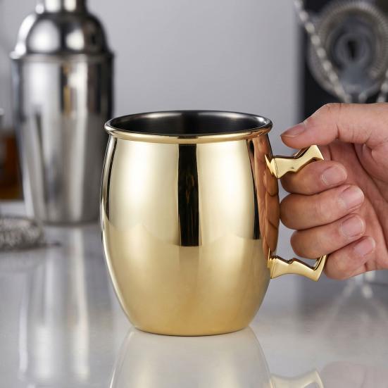 Moscow Mule Cup Stainless Steel Hammered Copper Plated Mug Rust-Proof Cocktail Cup for Whiskey Beer Iced Coffee Dishwasher Safe Gifts