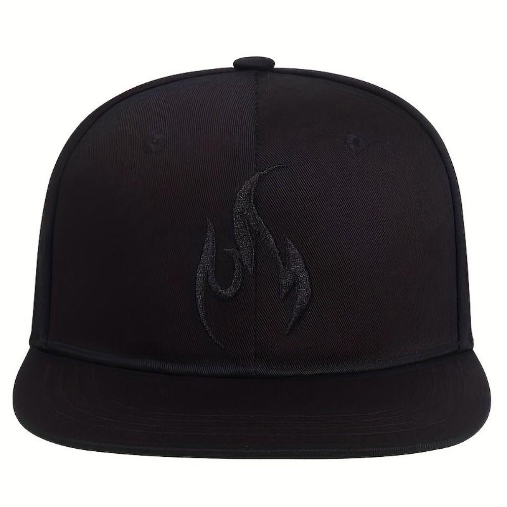 Flame Embroidery Baseball Caps Polyester Snapback Baseball Hat Unisex Punk Hat  Street Dance