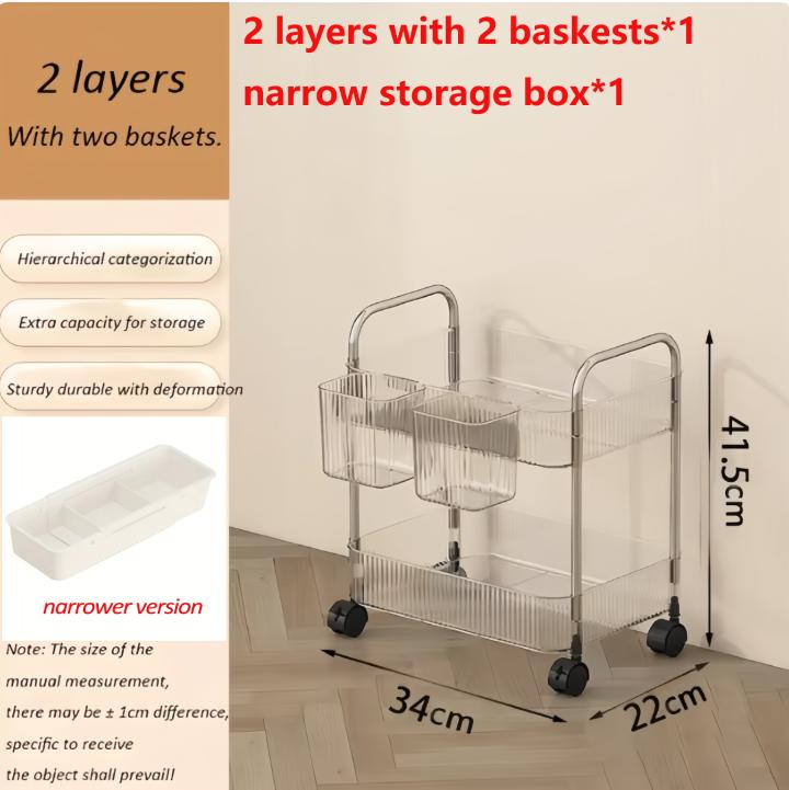 Storage Rolling Cart Clear Transparency Room Organization Multifunction Rolling Utility Cart Free Storage Box Office Living Room