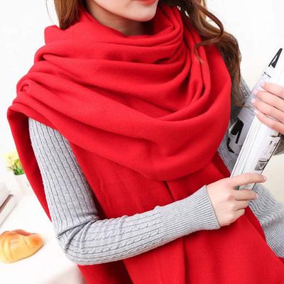 Plus Size Ethnic Style Retro Chinese Red Scarf - Imitation Cashmere Shawl, Solid Color, Autumn/Winter Gift
