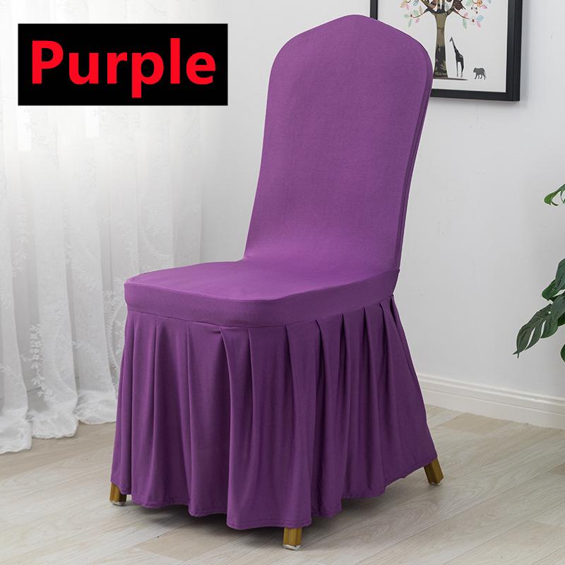 New 6-1PC Wedding Chair Cover Party Decoration Spandex With Skirt Pleated Use Elastic Stretch Dining Birthday Hotel Banquet Gift