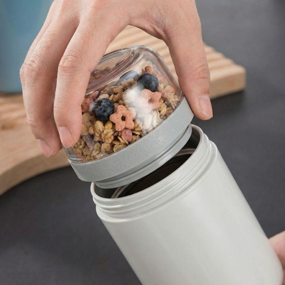 Sealing Overnight Oat Cup with Lid and Spoon Breakfast Cups Portable Salad Cup  Kitchen.