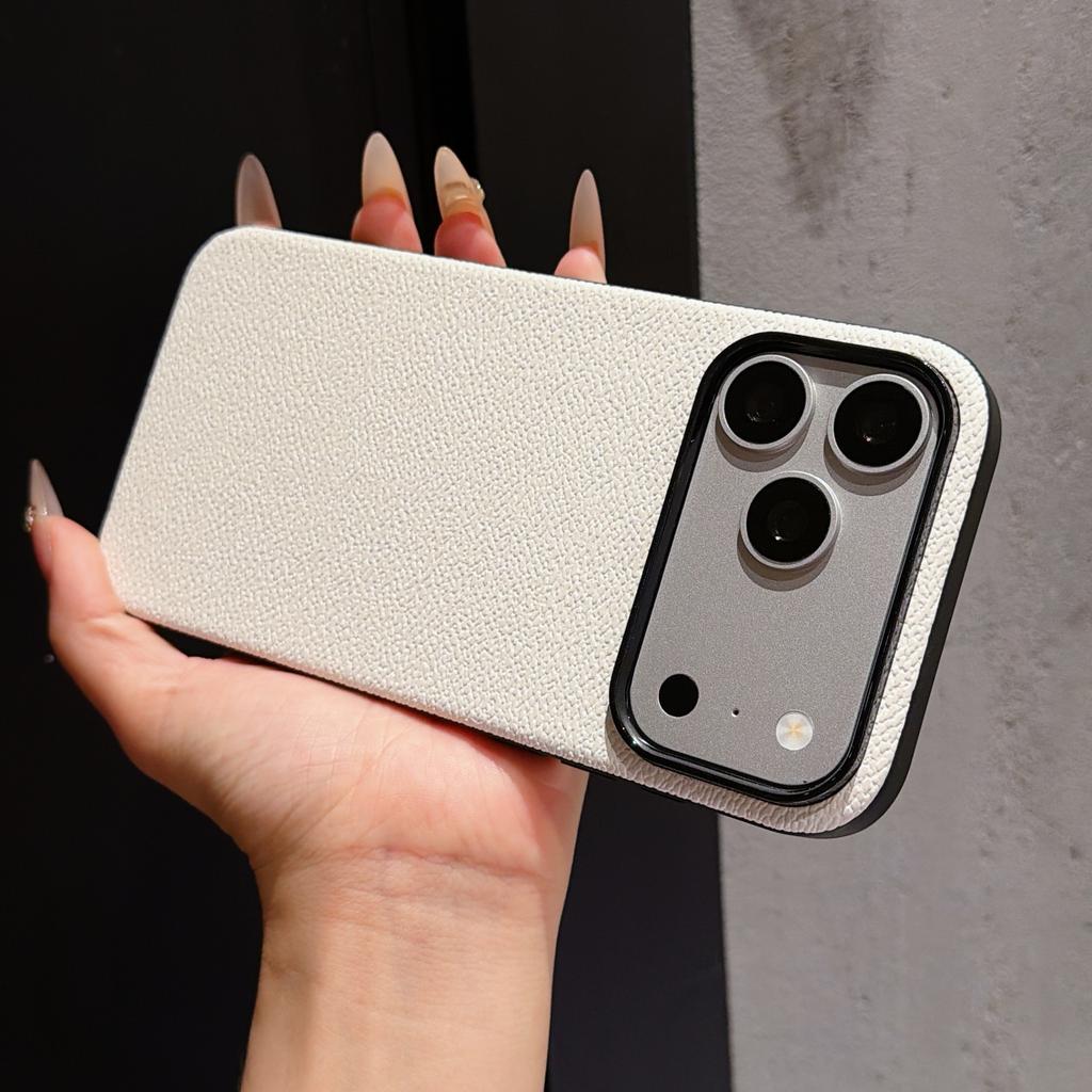 For iPhone 13 14 15 16 17 18 Pro Max Large Window Leather Texture Shockproof Soft Phone Case Cover