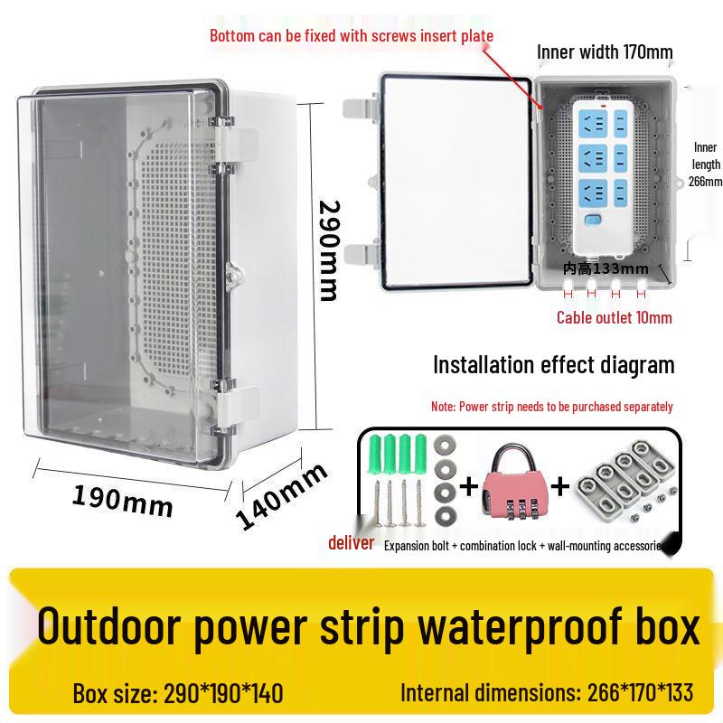 Zamykana wodoodporna skrzynka gniazdkowa zewnętrzna z osłoną przeciwdeszczową