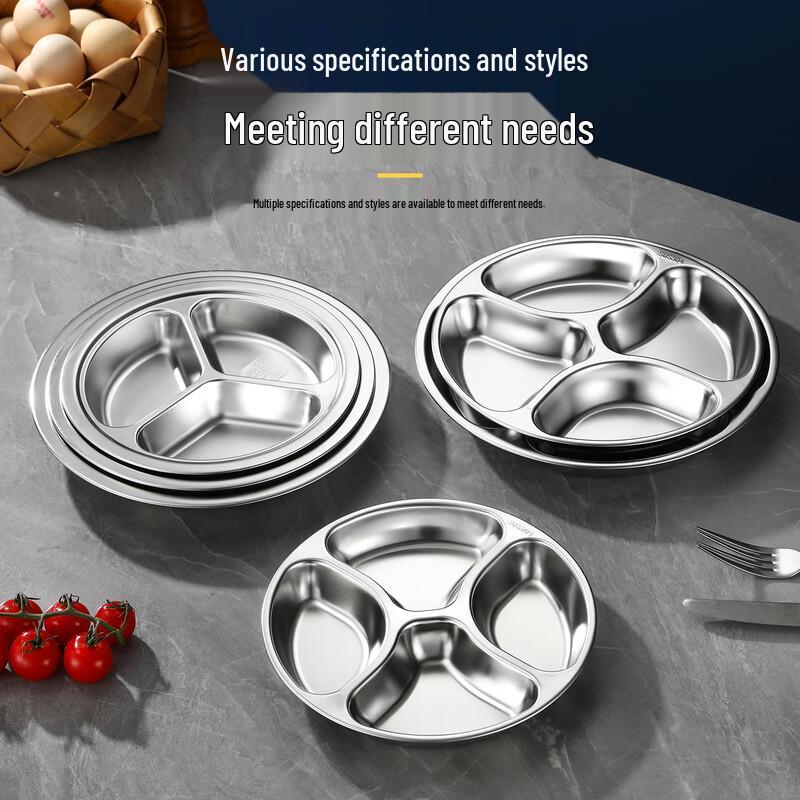 Guro 304 Stainless Steel Round Compartment Meal Plate