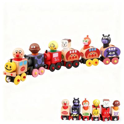 Tren Mini Panman, Juguete de Coche de Madera Magnético Ensamblable, Set de Personajes Lindos, Longitud Total 33 cm, Peso 0,35 kg por Set