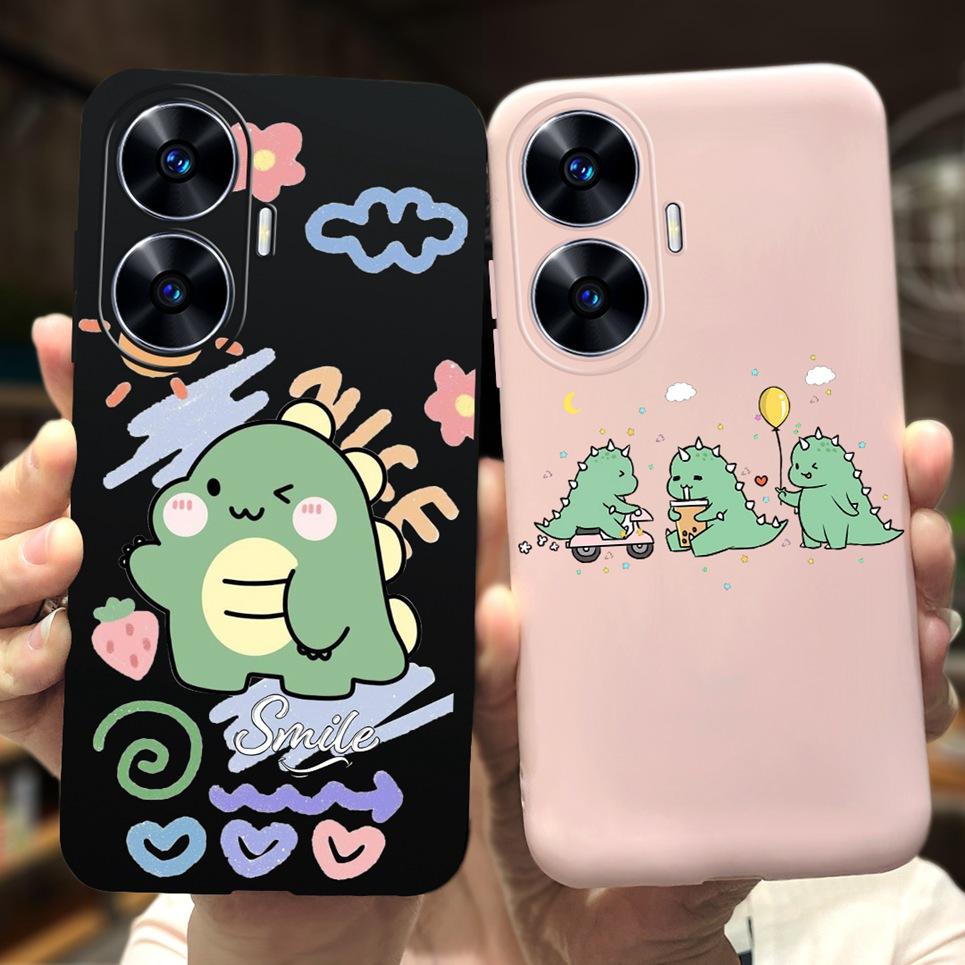 Soft Silicone Phone Case For Realme C55 C53 C51 Oppo Back Cover Funny Dinosaur Cat Printing Fundas Shell RealmeC53 C 55 53 Coque