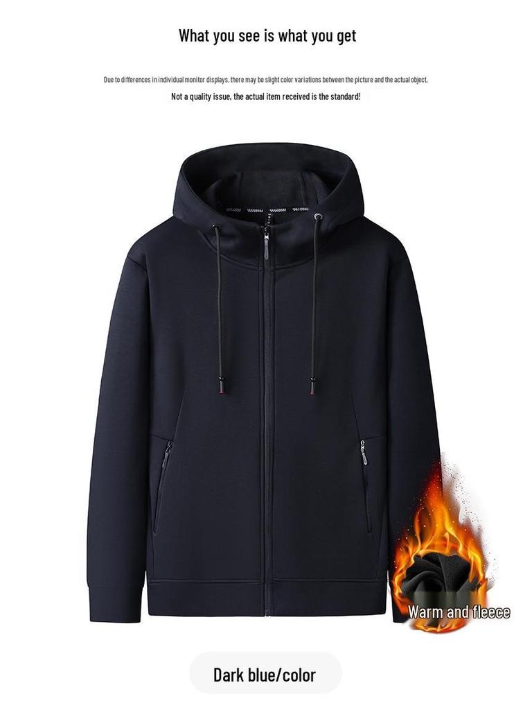 2025 Fleece-Lined Hooded Jacket: Men's Plus Size Thick Casual Sport Cardigan for Autumn/Winter