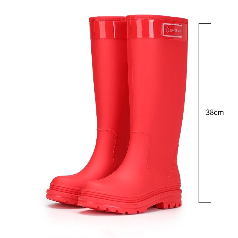 Verdickte Gummistiefel, Langschaft Wasserdichte Regenstiefel, Rutschfeste Modische Gummischuhe