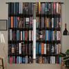 2pcs Vintage Library Shelf Pattern Rod Pocket Curtains   Polyester Pongee   Semi-Sheer Roller Embossed Drapes   Machine Washable   C