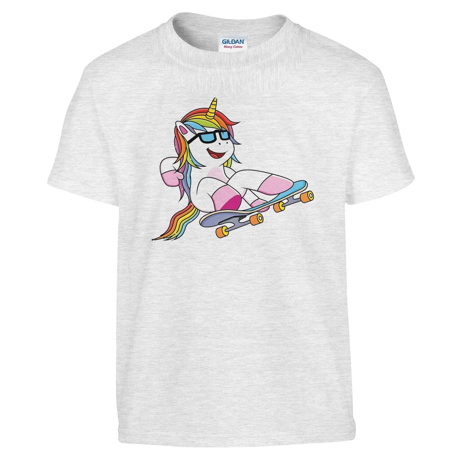 Unicorn Skater T-Shirt | Magical Rainbow Rider Tee | Unique Graphic Shirt Gift f 3XL
