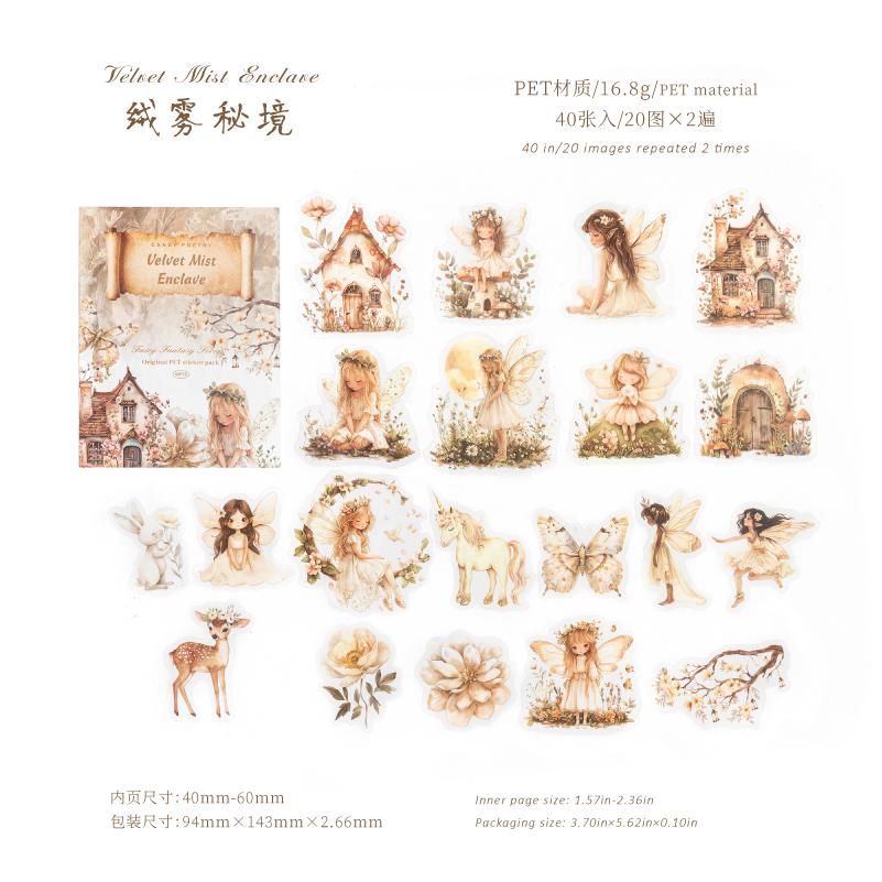 40pcs/pack Kawaii Forest Elf PET Stickers DIY Diary Scrapbook Journal Supplies Aesthetic Stationery Stickers