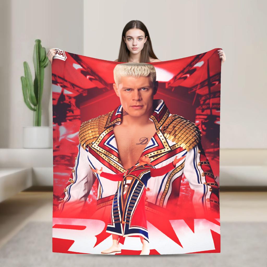 Super Soft Blanket Camping Cody Rhodes  Vintage Throw Blanket  Flannel Bedspread For Bedroom Street Trend Sofa Bed Cover