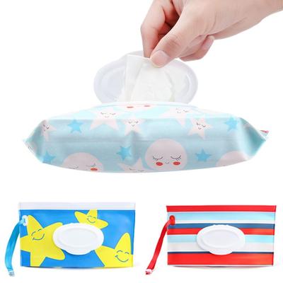 Cartoon Baby Stroller Accessory Refillable Tissue Box Wipes Holder Case Wet Wipe Bag Wet Wipe Pouch