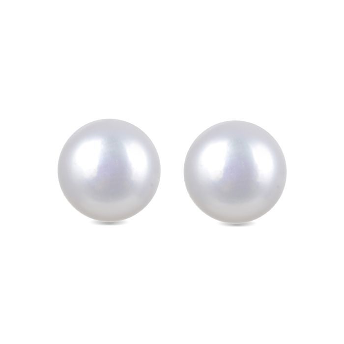 Luxenter Boucles d'oreilles en argent 925 avec perle blanche finition en rhodiée Hauteur 10 mm - Essential