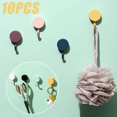 10Pcs Self Adhesive Wall Hook for Bathroom Door Wall Hook Hanger Non-marking Kitchen Hook Household Wall Towel Hanging Hooks