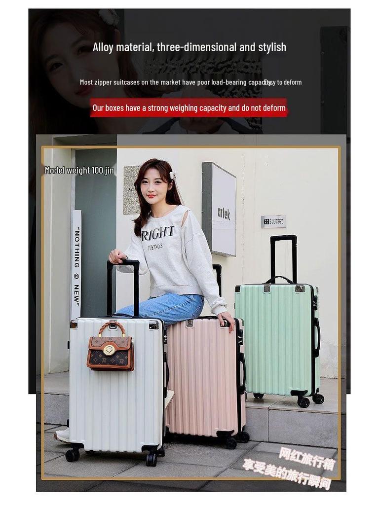 24-inch Women's Ultralight Trolley Suitcase - Large Capacity, Thickened Design with Zipper - 20-inch Cabin Option