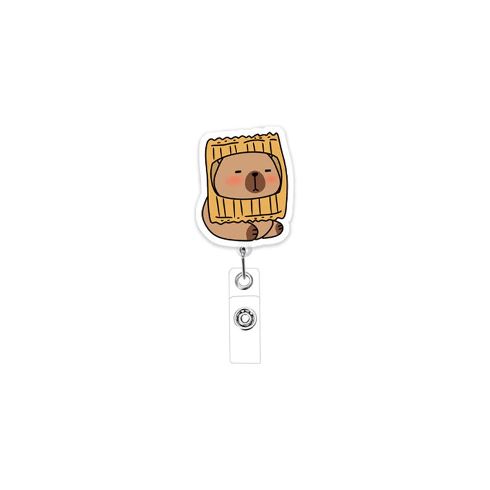 Retractable Badge Reel Compact Id Card Holder Acrylic Badge Reel Colorful Capybara Badge Reel For Nurse Healthcare Office