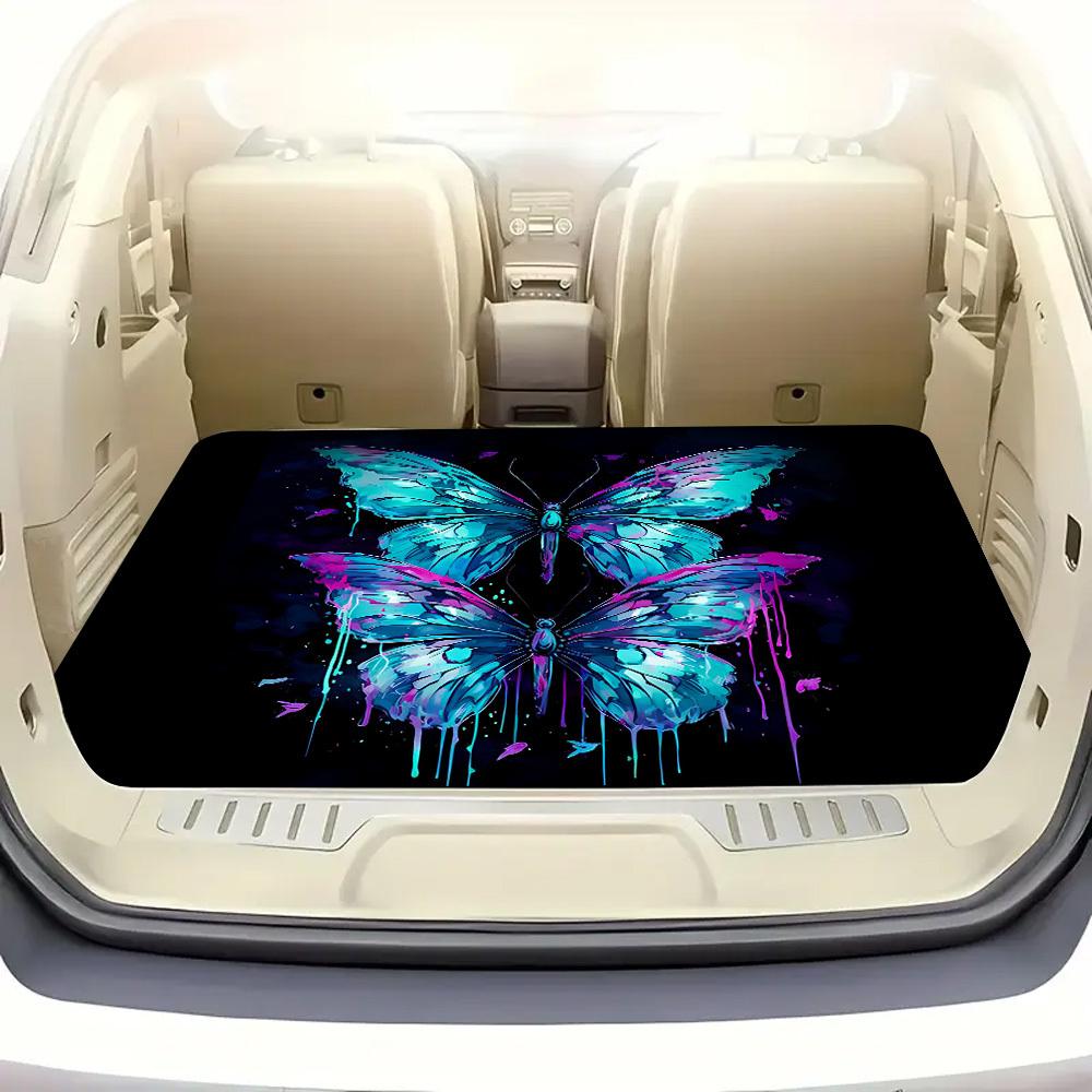 1Pcs Dazzling Double Butterfly Car Trunk Mat with Anti Slip Cargo Liner Waterproof Rear Storage Protector Floor Mat for SUV Seda