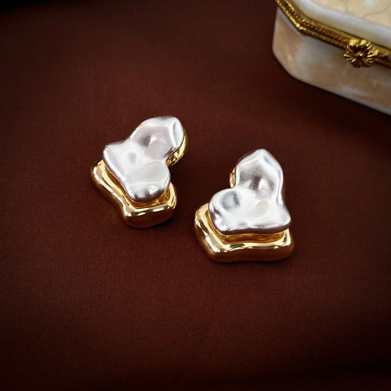 Fashion Jewelry Back With Front Metal Splicing Stud Earrings For Women Female Party Gift 2024 New