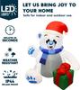 JOYFY 4 ft Christmas Inflatable Polar Bear with Gift Decoration Polar Bear with Build-in LEDs for Xmas Yard Decoration