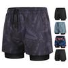 Men Swim Shorts Slim Fit Double Layers Quick Dry Conservative Breathable Swimming Elastic Waist Printed Swimming Trunks Water Sports Clothes