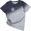 Summer Gradient Dandelion Pattern Printed Women's T-shirts Fashionable Street Round Neck Straight Tube Short Sleeved Top