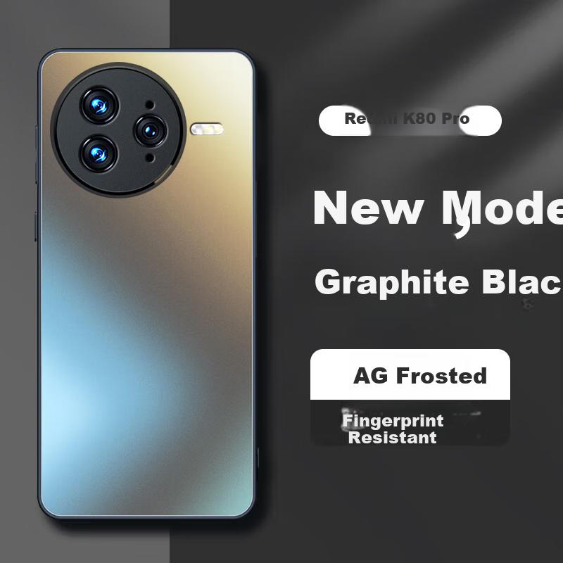Phone Case for Redmi K80 Pro, K80 Pro Protective Cover, Full Protection, Ultra-Thin, Luxury Frosted Silicone, Shockproof, Simple, Graphite Black