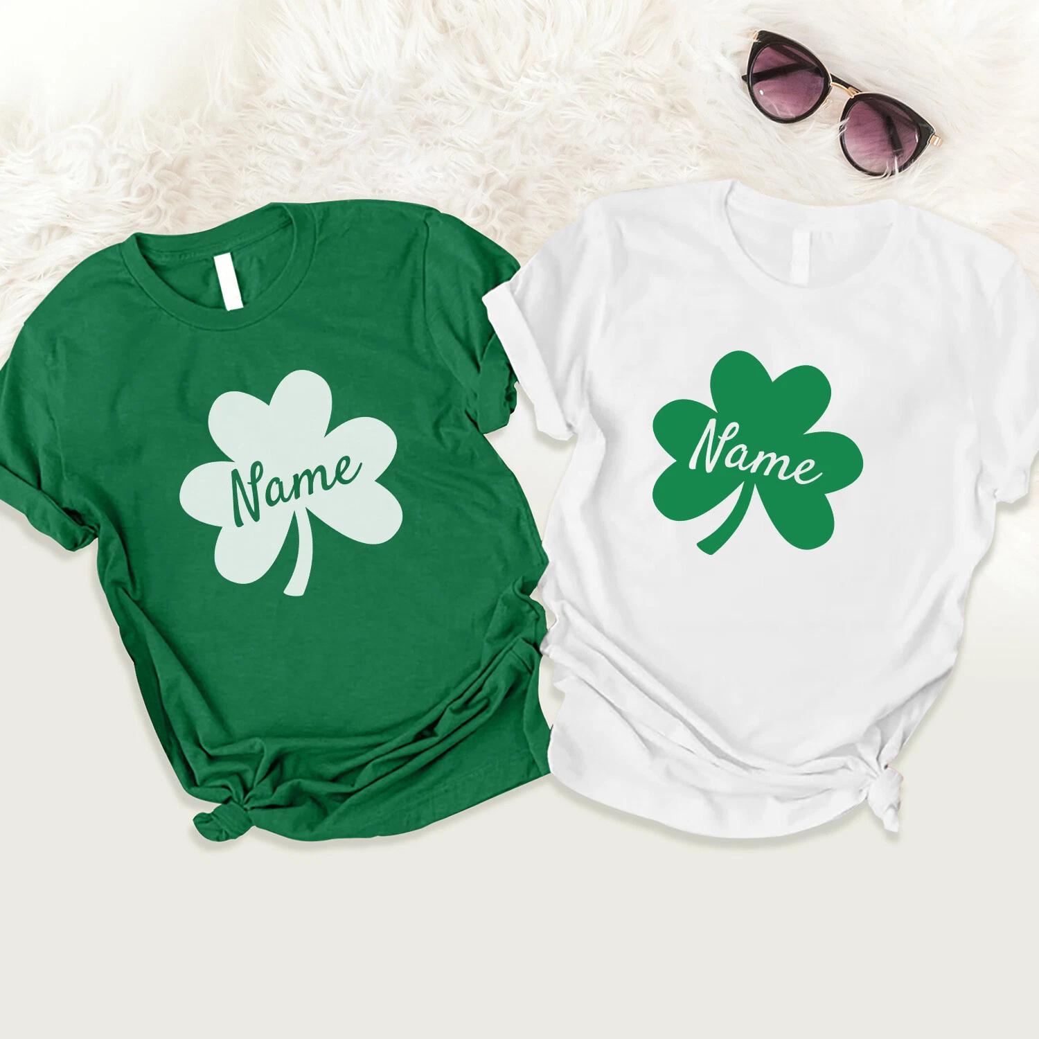 Personalised Name Shamrock T-Shirt, St Patrick s Day Ireland T Irish Unisex Top 4XL