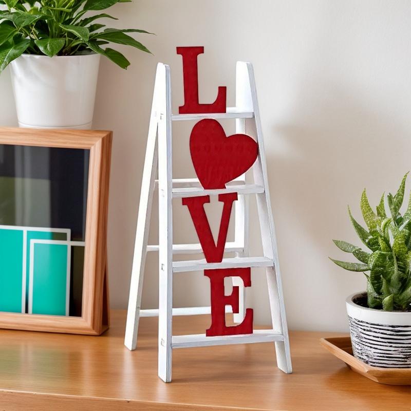 2025 New Valentine Wooden Ladder Love Valentine s Day Decor Ladder Acrylic Love Ladder Valentine Ladder Tabletop Decoration United States