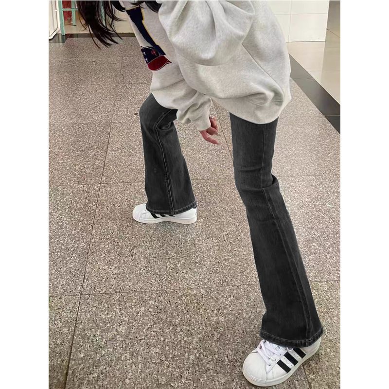 mm Slightly Flared Jeans Autumn Fat Sister Cement Gray Charcoal Gray (Petite Size) S