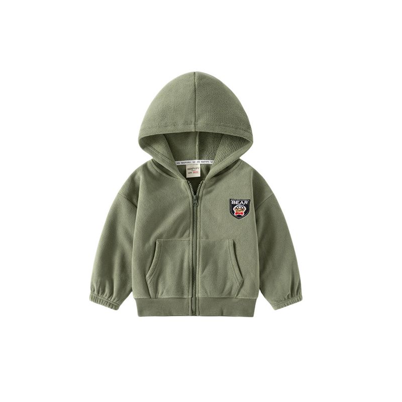 Kids Fleece Hooded Jacket Autumn and Winter Children's Clothing Boys' Bear Zip-up Shirt Boys' Double-Sided Polar Fleece Hoodie
