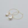 Round Earrings White Natural Freshwater Pearls Large Gold Earrings Baroque Pearls Handmade Gold Earrings Women's Earrings