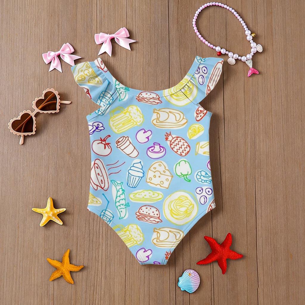 Mädchen Badeanzug Sommer Kinder Fruchtmuster Lässig Stilvoll Ärmellos Badebekleidung für Kinder Kleinkind Badeanzug