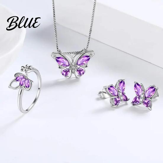 Butterfly Necklace Earring Set 1 Jewelry Sparkling Rhinestones Inlaid Pendant