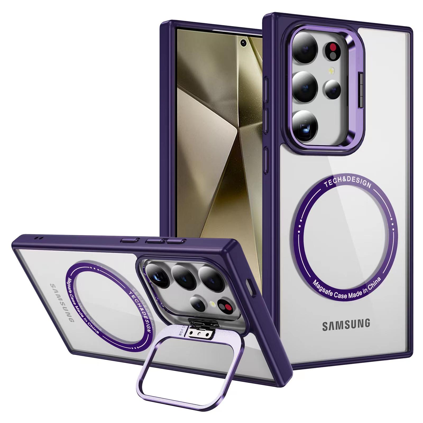 

For Samsung Galaxy S25 Ultra Case Kickstand Clear Phone Back Cover Compatible with MagSafe Dark Purple