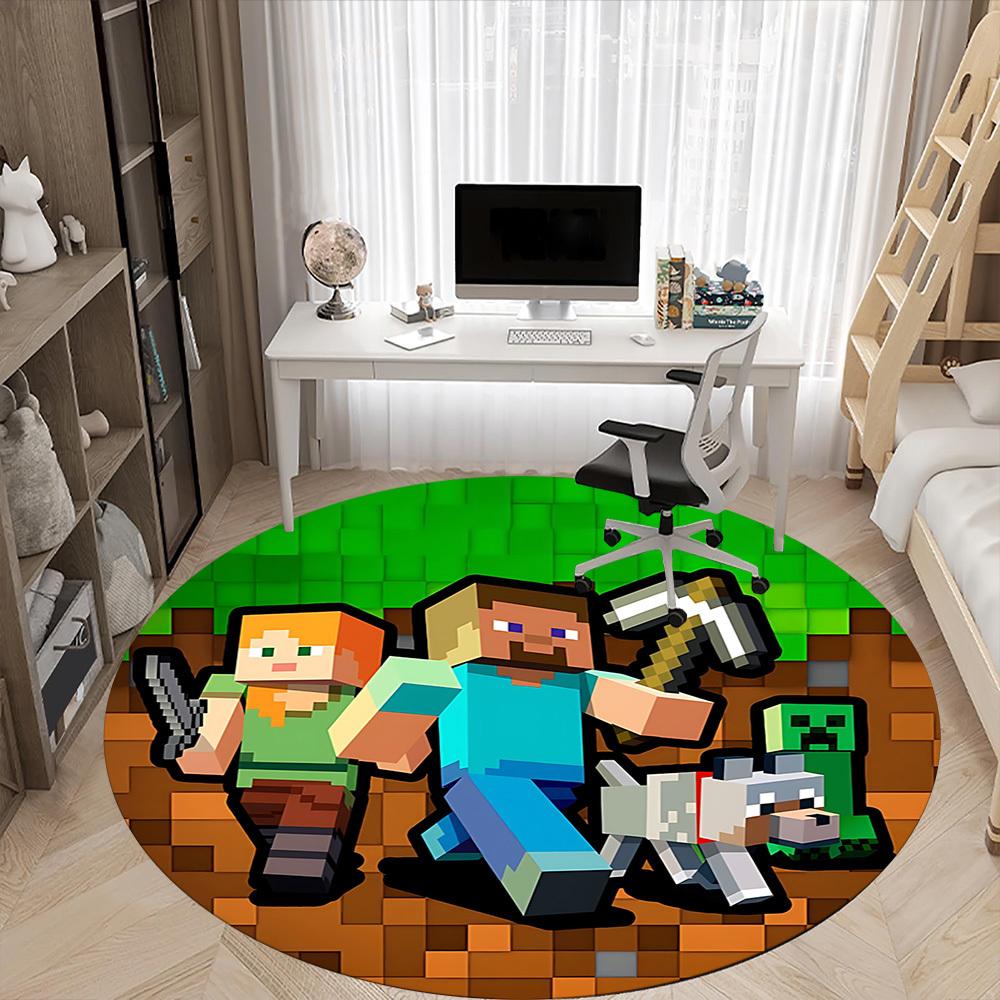 1pc Minecraft Characters Chair Carpet for Office - Indoor Non-Slip Washable Polyester Fiber Carpet, Soft Comfortable Mat For Office yy250928069